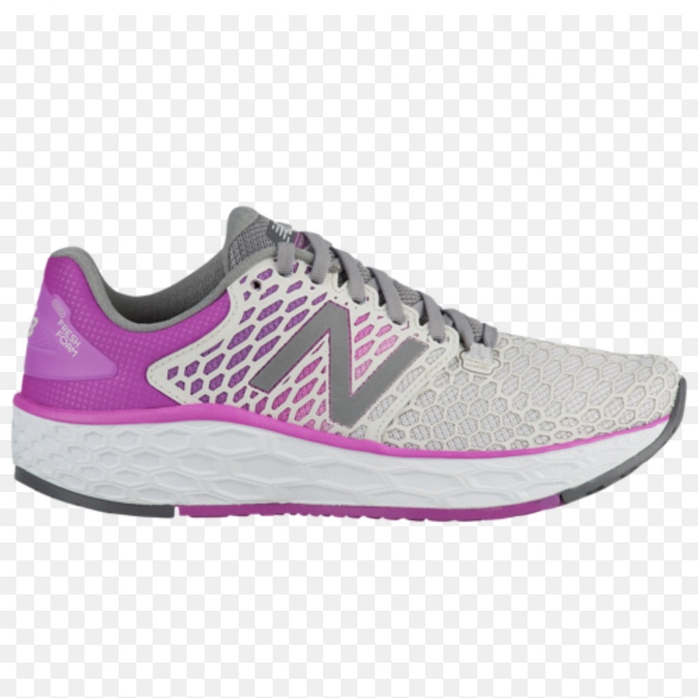 New Balance Women's Gray and Purple-Pink Mesh Running Sneakers